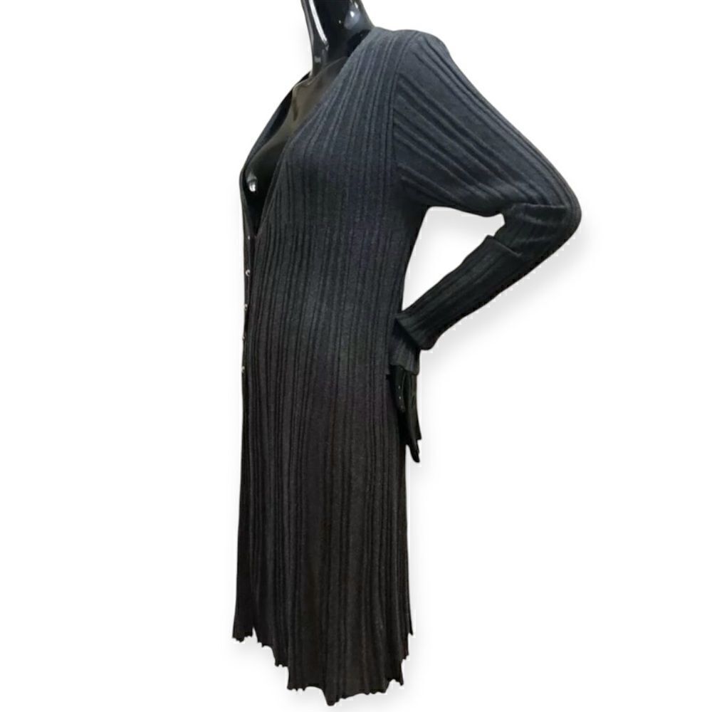Kerisma Ribbed Deep V Neck Half Button Sweater Dress Size Medium - Picture 3 of 5